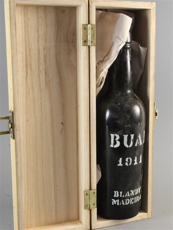 One cased bottle of Blandys Madeira, Bual, 1911.